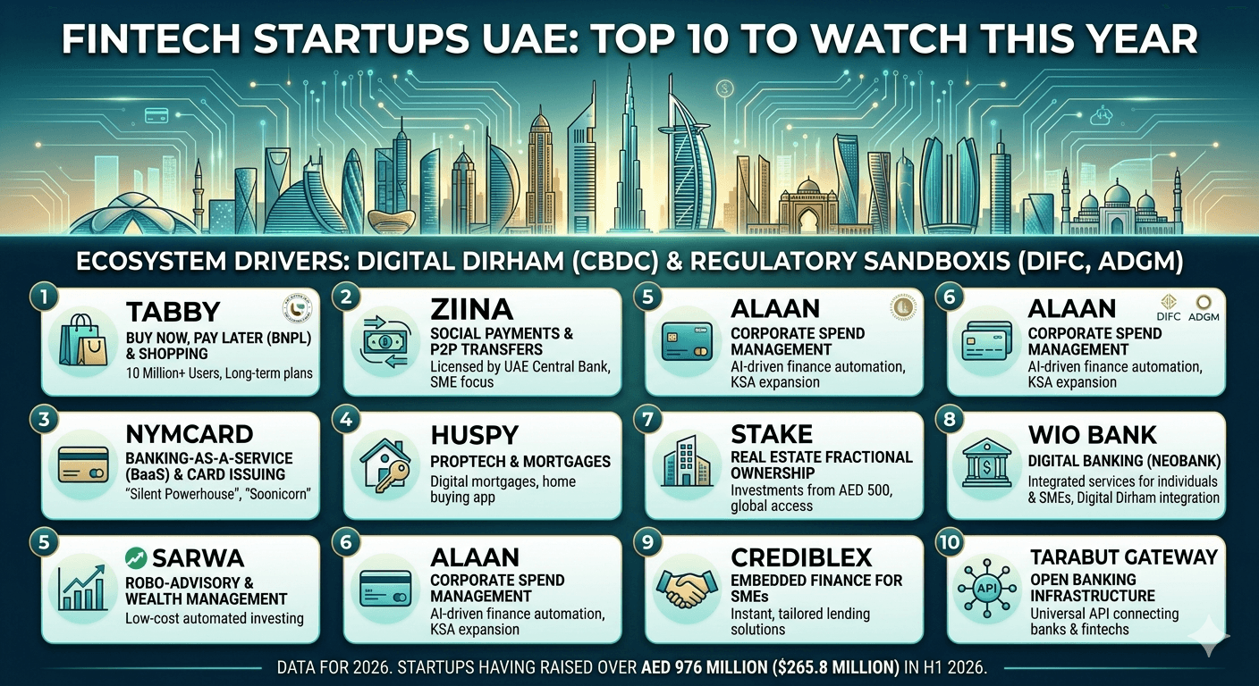 Fintech Startups UAE: Top 10 to Watch This Year